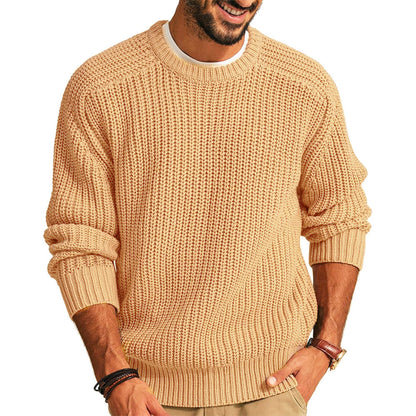Pull-over homme grosse maille col rond décontracté élégant