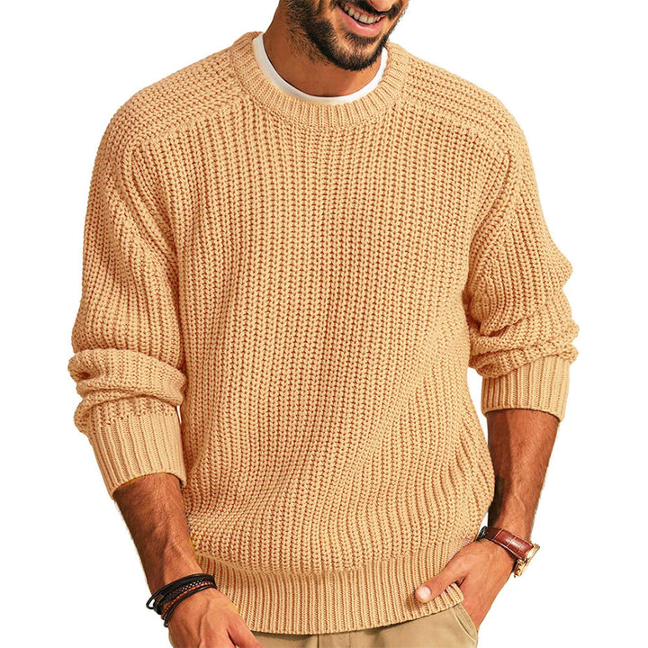 Pull-over homme grosse maille col rond décontracté élégant