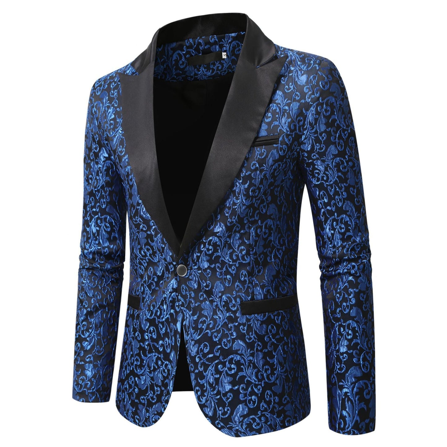 Blazer en velours pour homme, motif élégant, noir