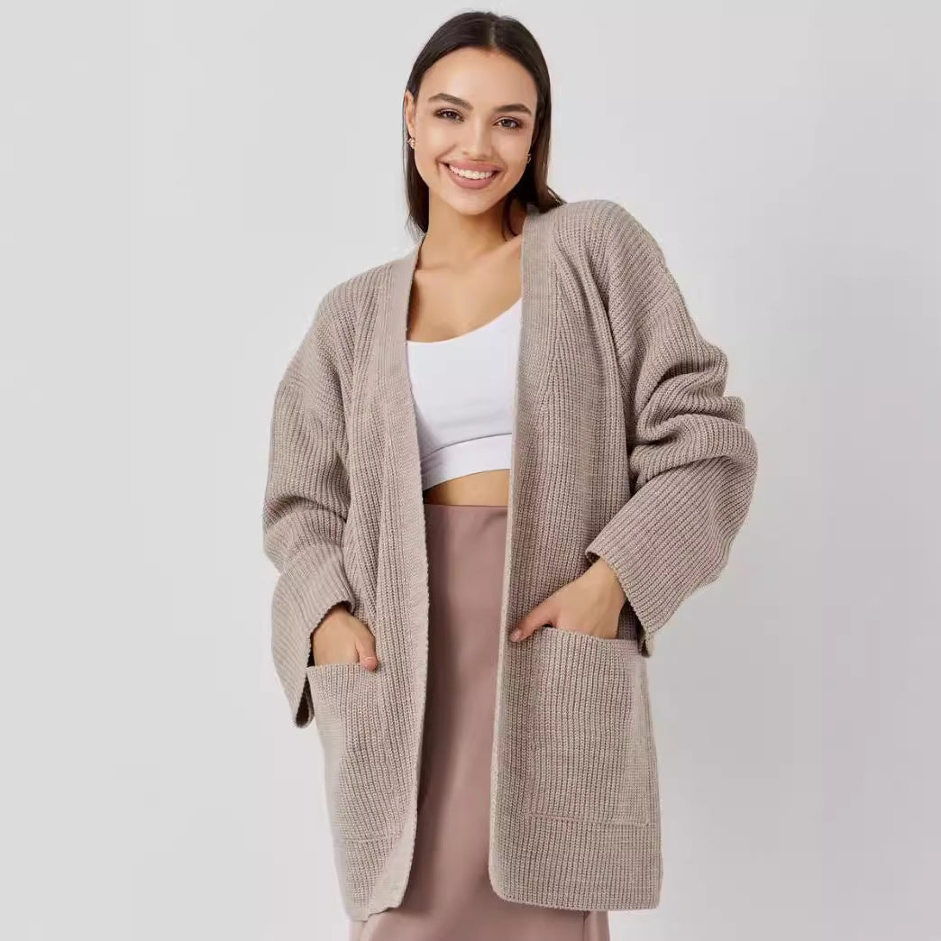 Gilet grande taille en maille mélangée ouvert sur le devant