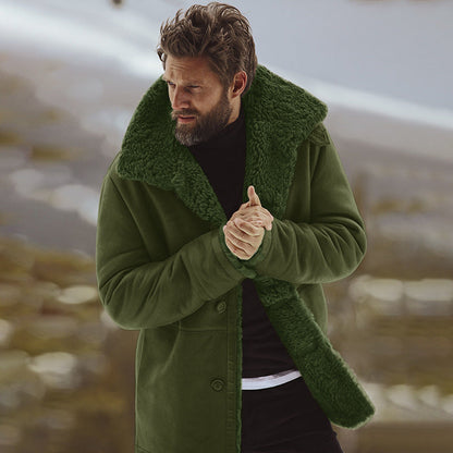 Veste teddy pour homme avec grand col et fermeture boutonnée