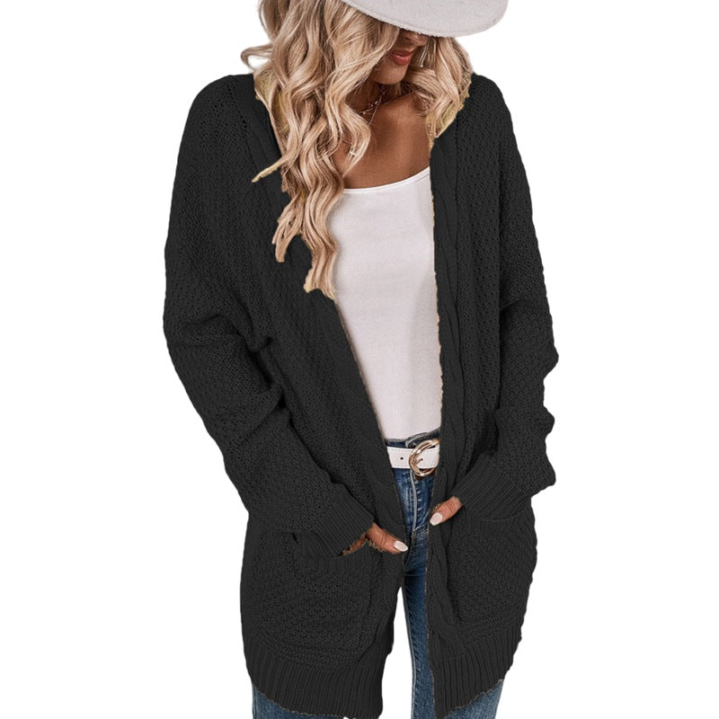 Cardigan en tricot pour femme coupe généreuse avec poches design élégant