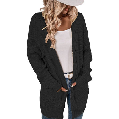Cardigan en tricot pour femme coupe généreuse avec poches design élégant