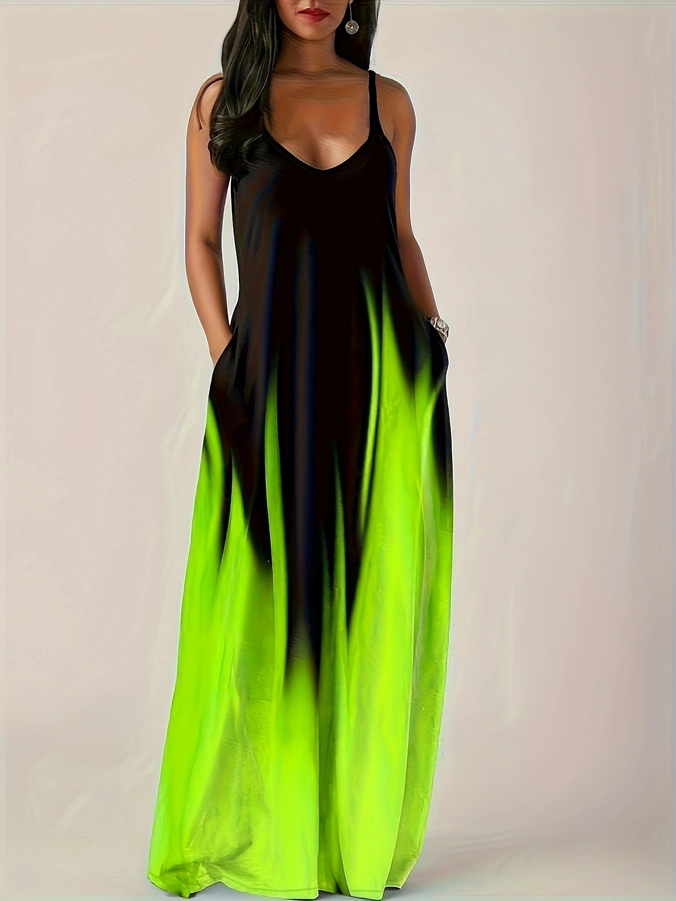 Robe longue élégante pour femme avec poches latérales