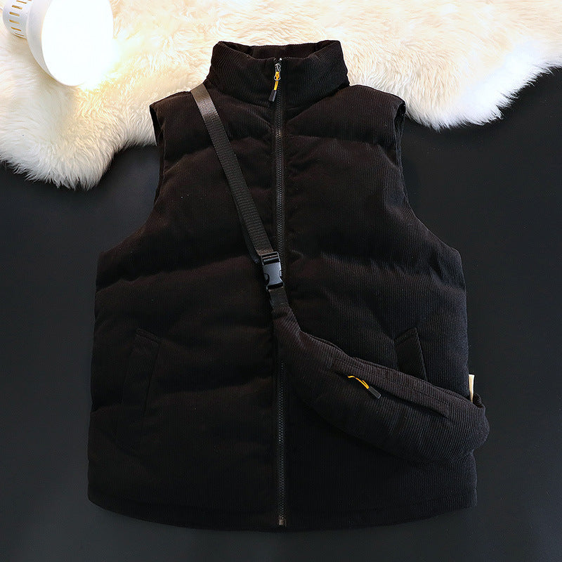 Veste matelassée sans manches en polaire pour femme avec poches chaudes