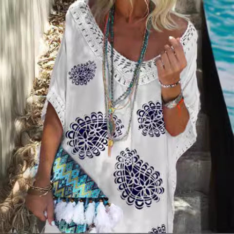 Sommerkleid Damen Häkel Blumenmuster - IdealeKleiden