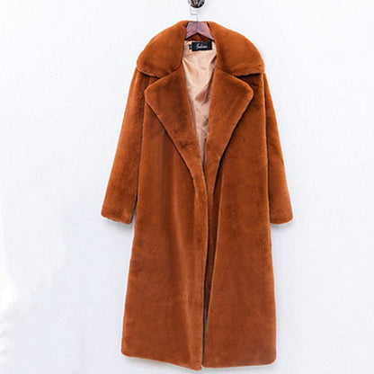 Manteau long femme de luxe style Teddy en fausse fourrure pour l'hiver