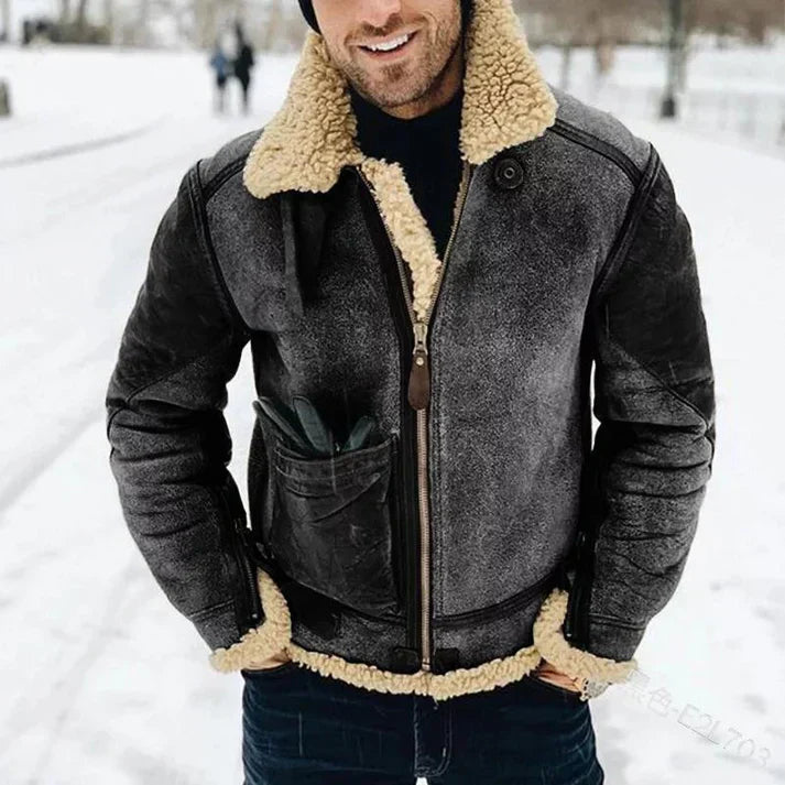 Pim - Blouson en cuir coupe ajustée moderne