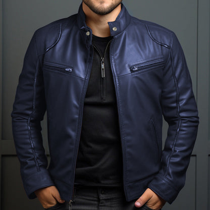 Blouson Cuir Homme Moto Élégant