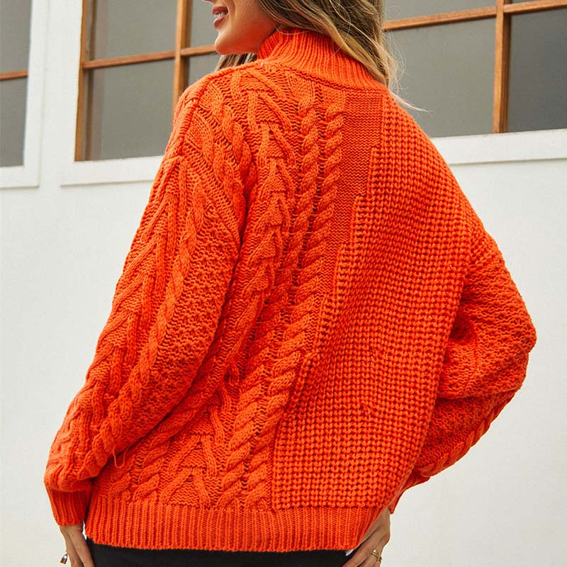 Klassischer Zopf Strickpullover Elegant Frauen - IdealeKleiden