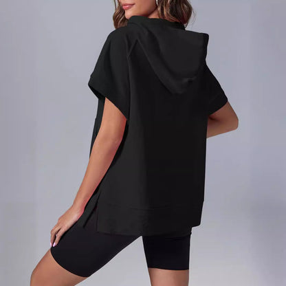 Damen Pullover Lässig Kapuze Halbzipper - IdealeKleiden