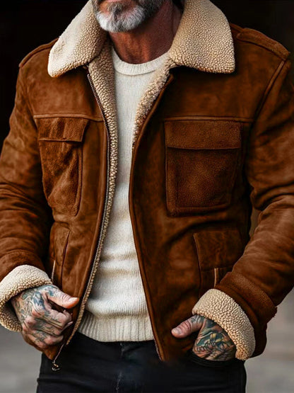Blouson en peau d'agneau pour hommes, design élégant
