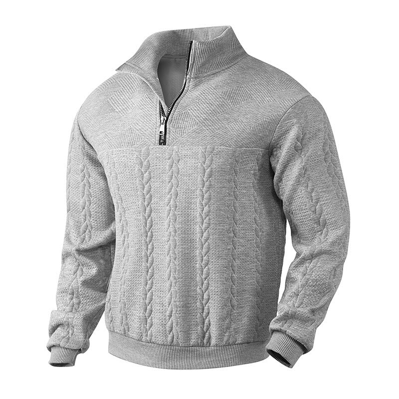 Pull tricoté homme, col montant moderne, fermeture éclair