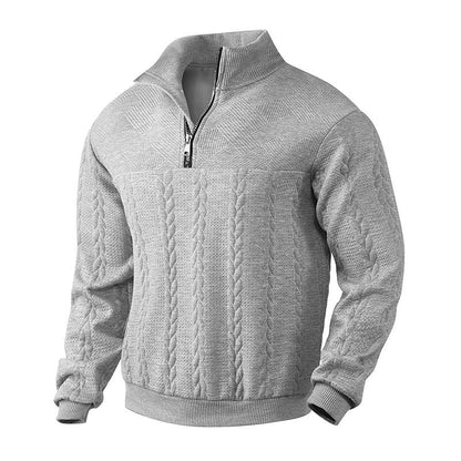 Pull tricoté homme, col montant moderne, fermeture éclair