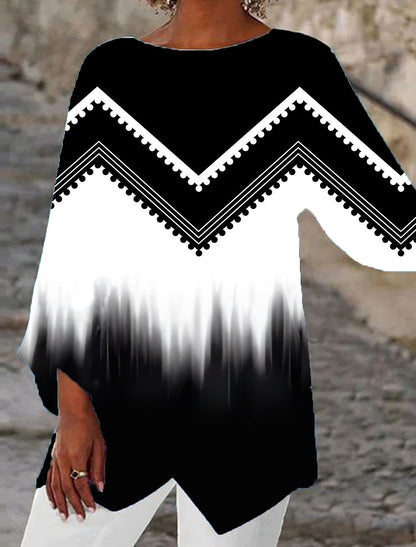 Blouse oversize pour femme, motifs modernes, grandes manches