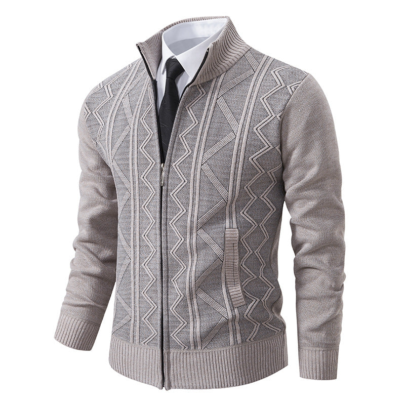Cardigan torsadé pour homme col montant design moderne