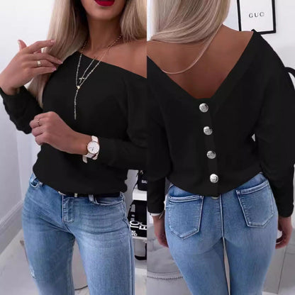 Damen Off-Shoulder Casual Pullover Oberteil Trendy Style - IdealeKleiden