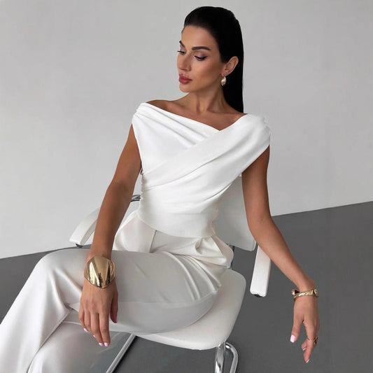 Damen Oberteil Elegant Asymmetrisch Schnitt - IdealeKleiden
