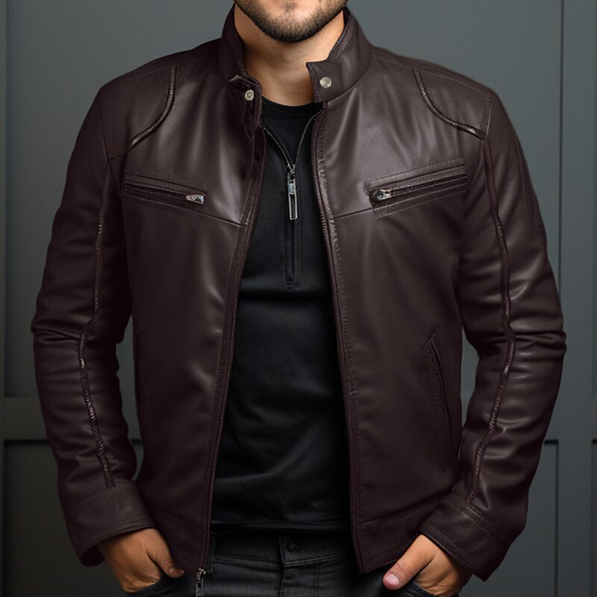 Blouson Cuir Homme Moto Élégant