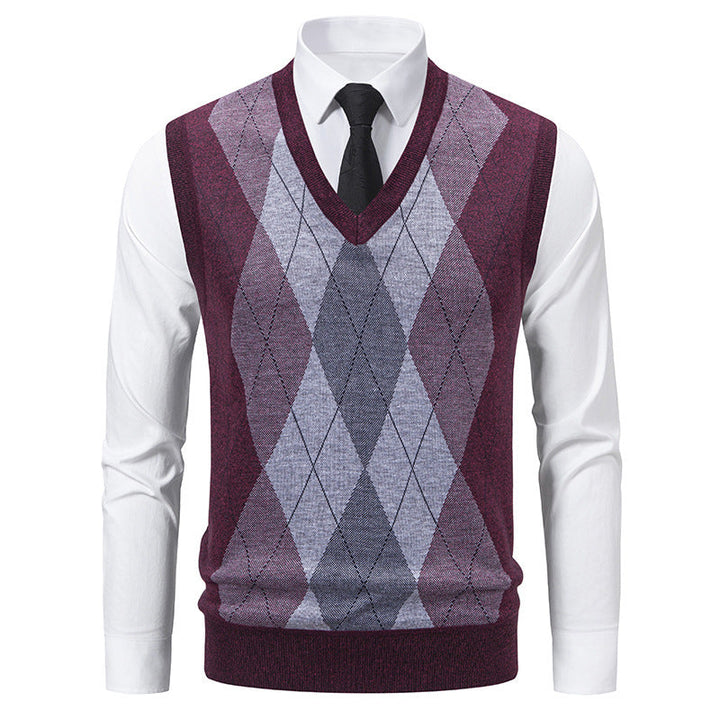Pull Homme Col V Losanges Classiques