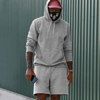 Ensemble de sport pour hommes, sweat à capuche, short, confortable