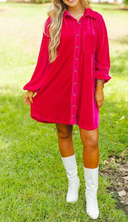 Robe en velours pour femme Douce Élégance