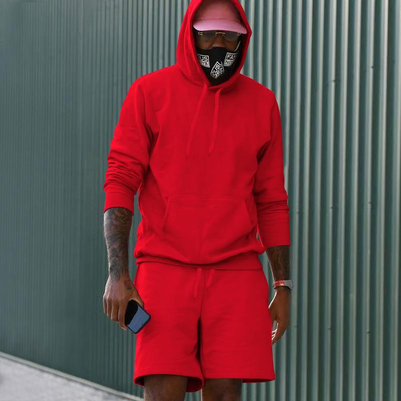 Ensemble de sport pour hommes, sweat à capuche, short, confortable