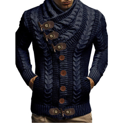 Gilet en grosse maille pour hommes, boutons modernes