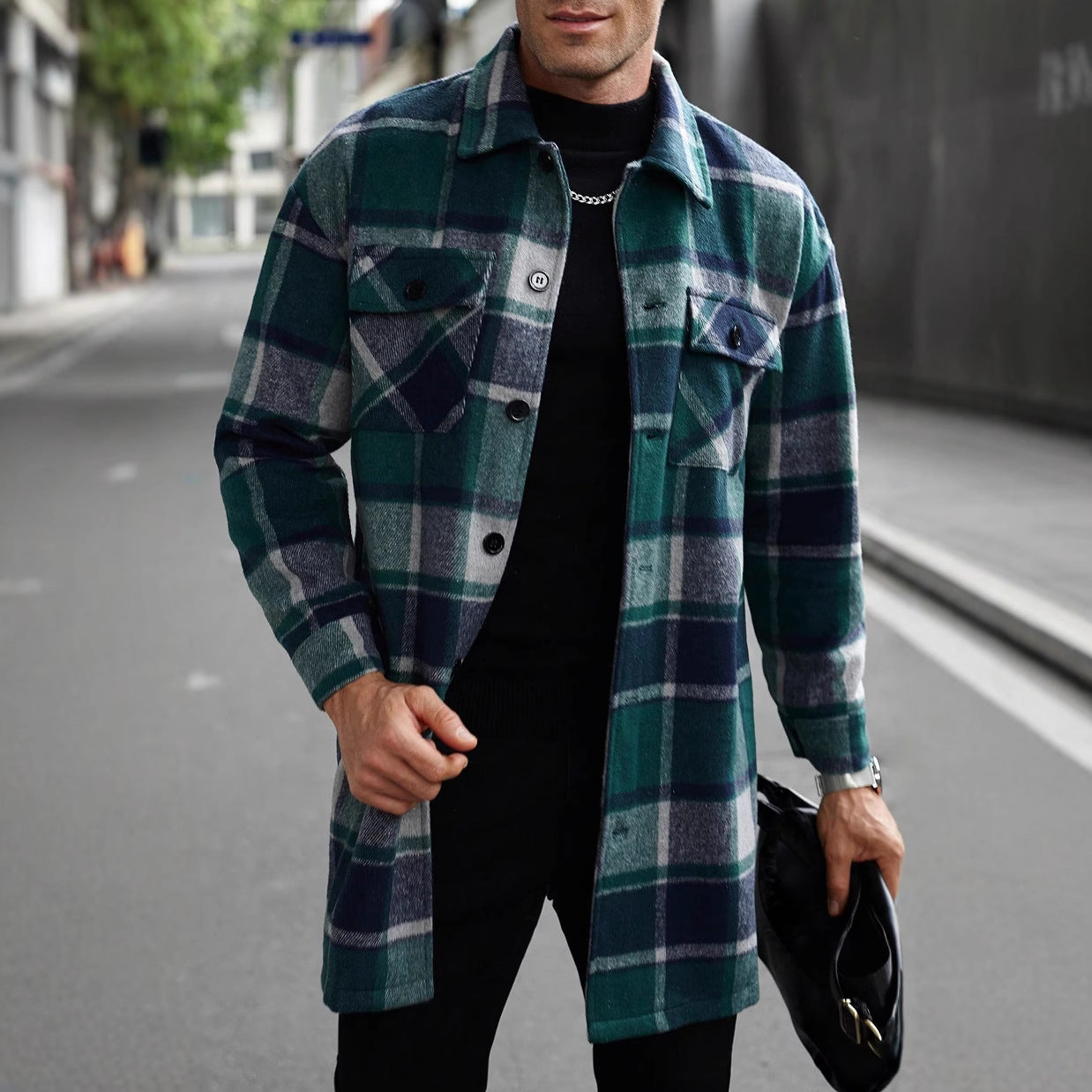 Herren Flanelljacke Kariert Modern Schnitt - IdealeKleiden