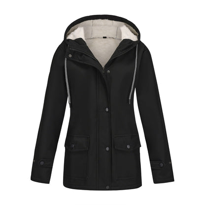 Veste d'hiver pour femme chaude polaire capuche extérieur