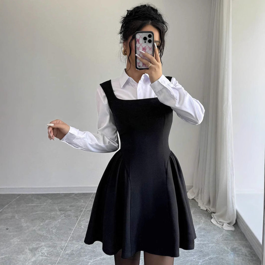 Damen A-Linie Kleid Elegant V-Ausschnitt Fließend - IdealeKleiden