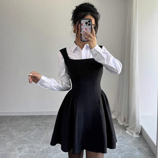 Damen A-Linie Kleid Elegant V-Ausschnitt Fließend - IdealeKleiden
