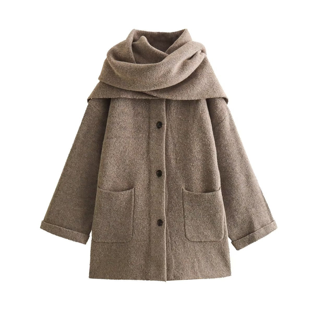 Veste d'hiver femme oversize chaude en laine avec poches