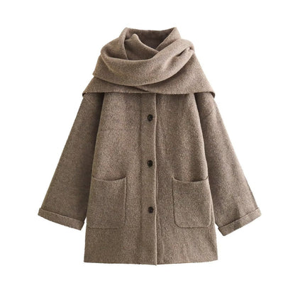 Veste d'hiver femme oversize chaude en laine avec poches