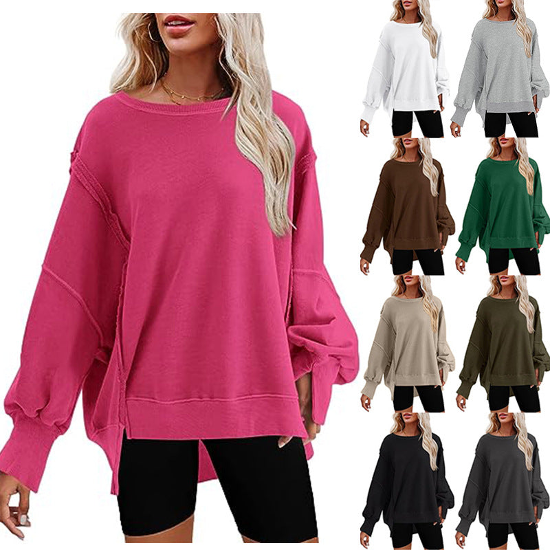 Damen Oversized Pullover Bequem Lässig Weite Ärmel - IdealeKleiden