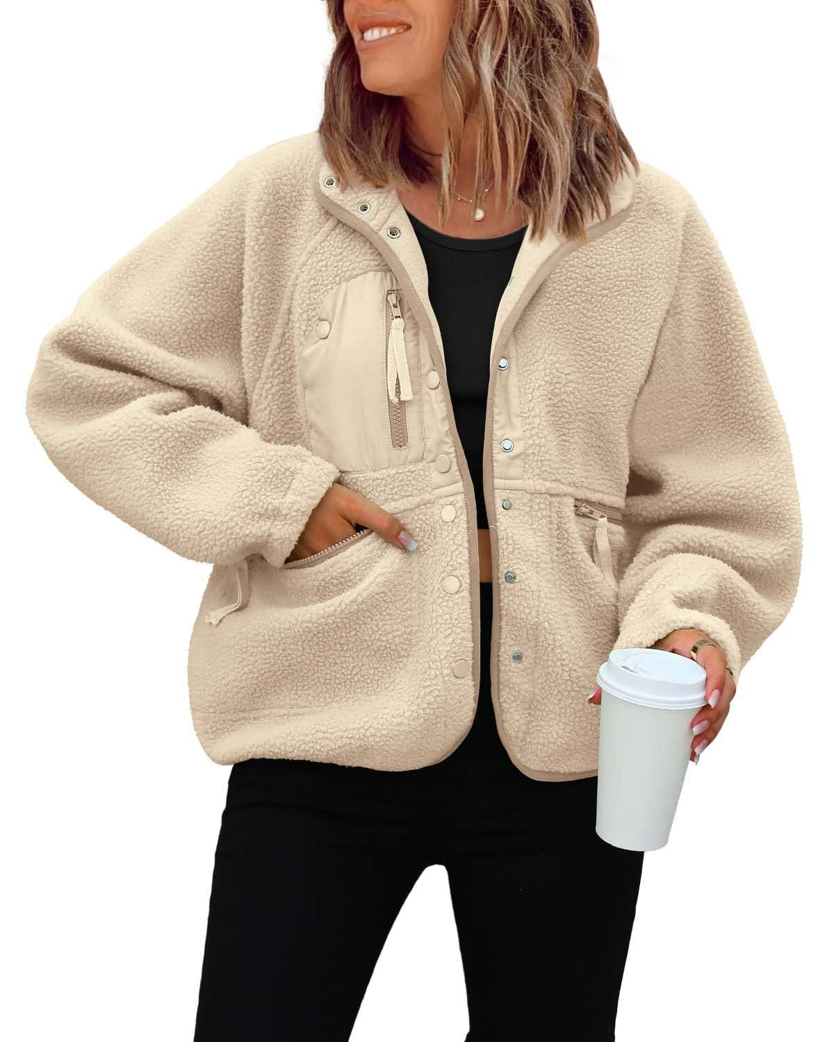 Veste polaire femme douce et chaude avec poches