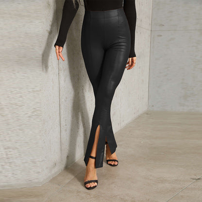Legging femme taille haute fentes latérales tendance