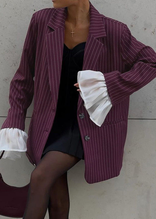 Blazer à fines rayures tendance avec manches oversize
