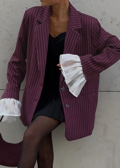 Blazer à fines rayures tendance avec manches oversize