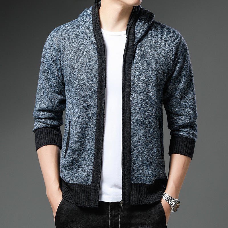 Cardigan Homme Moderne Capuche Noir Blanc