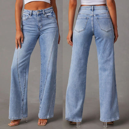 Jean évasée taille haute élégante pour femme