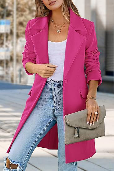 Blazer Oversize Élégant Femme Long