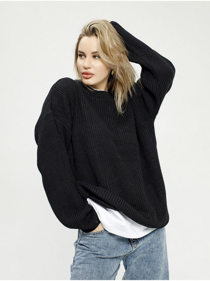 Pull pour femme, maille épaisse, confortable, col rond