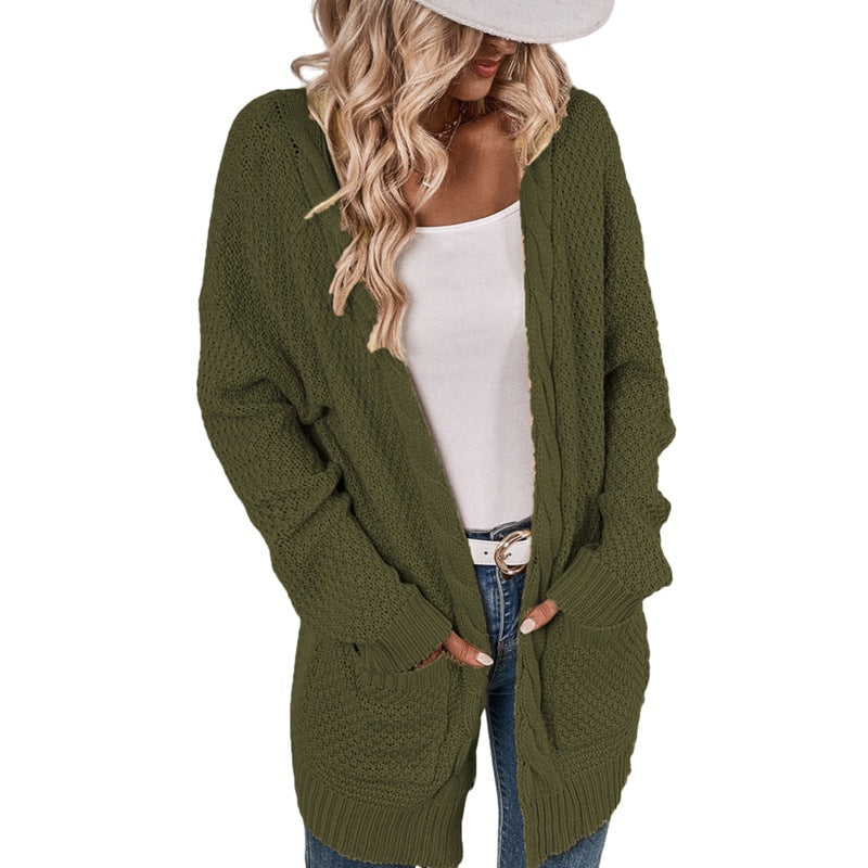 Cardigan en tricot pour femme coupe généreuse avec poches design élégant
