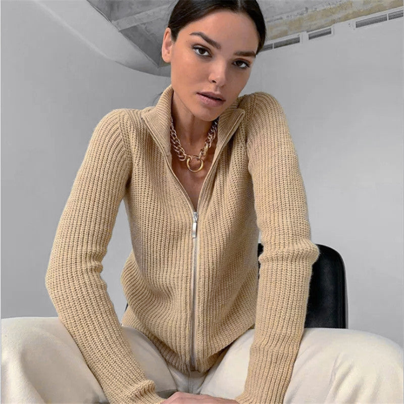 Cardigan pour femmes Col montant Moderne Fermeture rapide