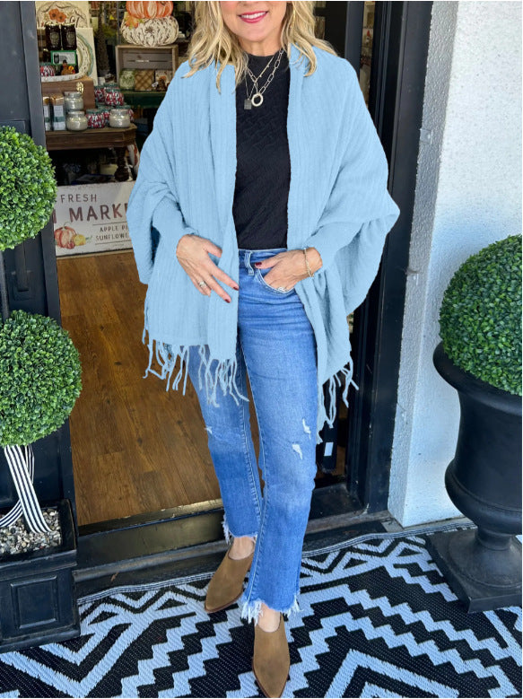 Poncho pour femme élégant avec franges