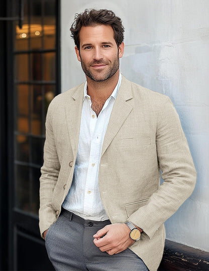 Blazer en lin pour homme, coupe moderne et ajustée, idéal pour l'été