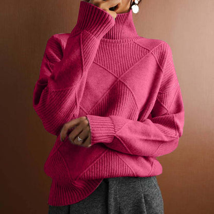 Pull hiver femme Col montant Chaud Maille