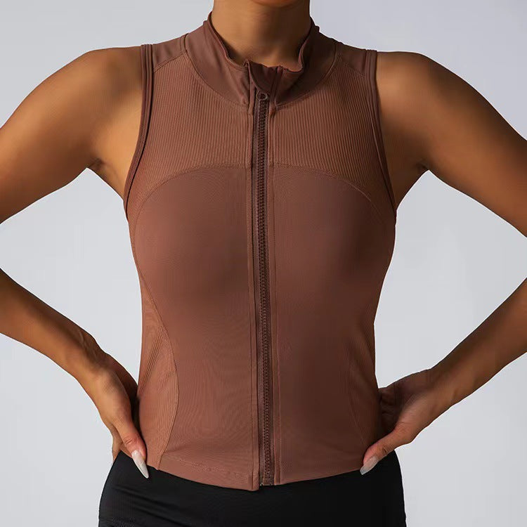 Haut de fitness élégant pour femme avec fermeture éclair