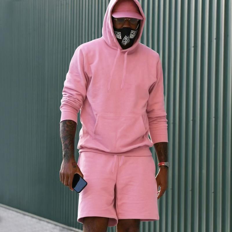 Ensemble de sport pour hommes, sweat à capuche, short, confortable